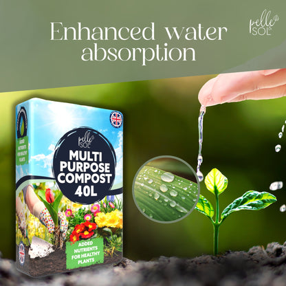 Pelle & Sol 10/20/40/50/60Ltr Multi Purpose Compost - Compost for Outdoor Plants & Soil for Plants Indoors - Potting Soil for Pots Plants Outdoor - All Purpose Nutrient Rich Fertiliser, Houseplant Potting Mix