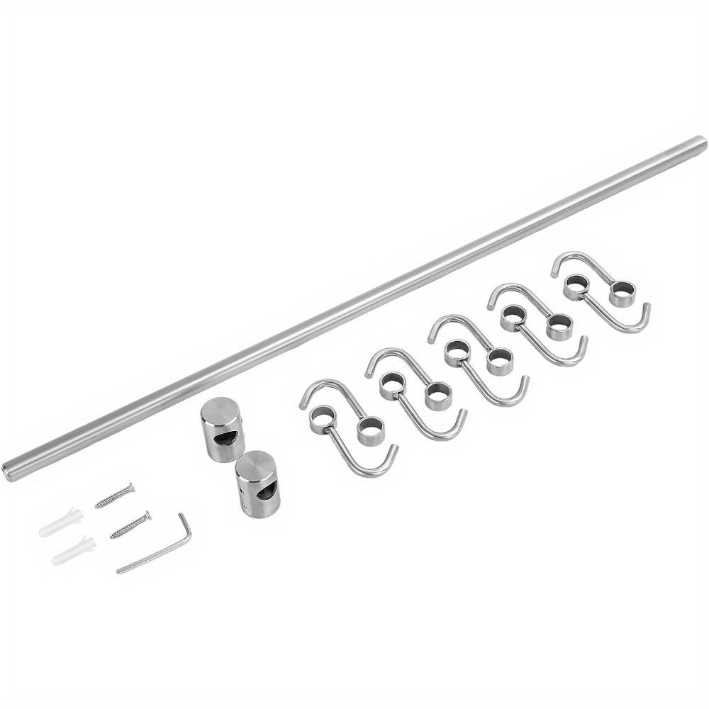 Utensil Rack Stainless Steel Wall Mounted Utensil Hooks with 12 Removable Hooks Kitchen Utensils Holder Utensil Hanging Rack Rail 52Cm (15.6")