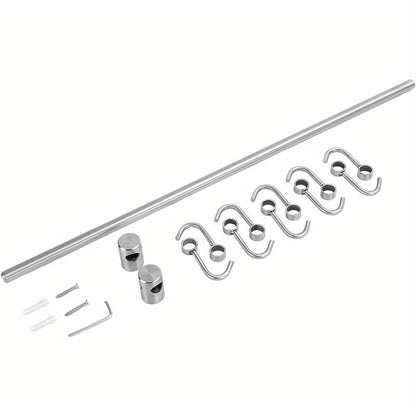 Utensil Rack Stainless Steel Wall Mounted Utensil Hooks with 12 Removable Hooks Kitchen Utensils Holder Utensil Hanging Rack Rail 52Cm (15.6")