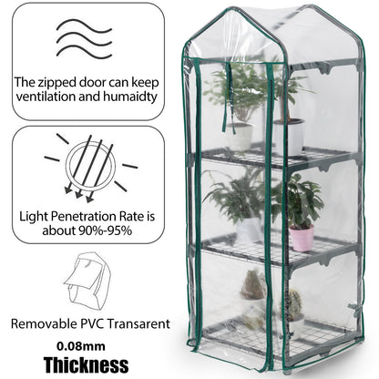 3 Tier Greenhouse, Small Plant Greenhouses, With Transparent Plastic PVC Cover, Indoor outdoor tent garden greenhouse (51 x 45 x 130 cm)