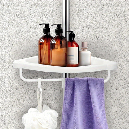 4 Tier AdjustableFloating Shelves Bathroom Organiser Corner Rack Shower Shelf Caddy Holder Bathroom Shelves Shower Corner Shelf Adjustable Shower Caddies Bathroom Organiser 120cm - 320cm