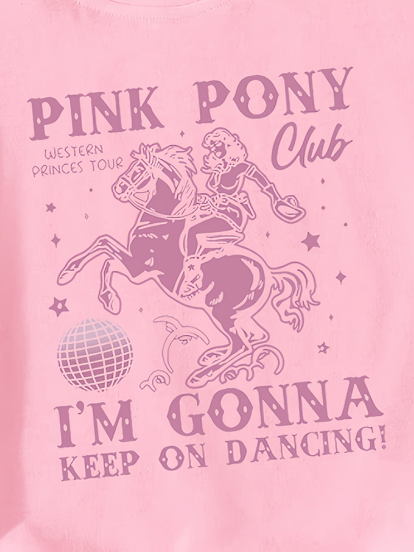 Girls' Casual Short Sleeve T-Shirt - Pink Pony Club Graphic "I'm Gonna Keep On Dancing" Single-Sided Print, Soft Polyester Blend, Comfort Fit Round Neck Top for Spring Summer Fall, Dance Gifts for Girls