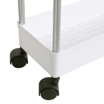3-4 Layer Multifunctional Kitchen Storage Cart, White Slim Rolling Rack for Seasonings, Snacks, and Beverages, Gap Organizer Shelf for Refrigerator or Bathroom Toiletries