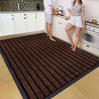 1pc Heavy Duty Rubber Runner & Area Rug | Outdoor Waterproof PVC Backing Non Slip Floor Carpet | Washable Dirt Grabber Barrier Rug for Muddy Paws, Hallway Runner, Large Area Rug for Entrance, Porch & Home Flooring 7 Stripe