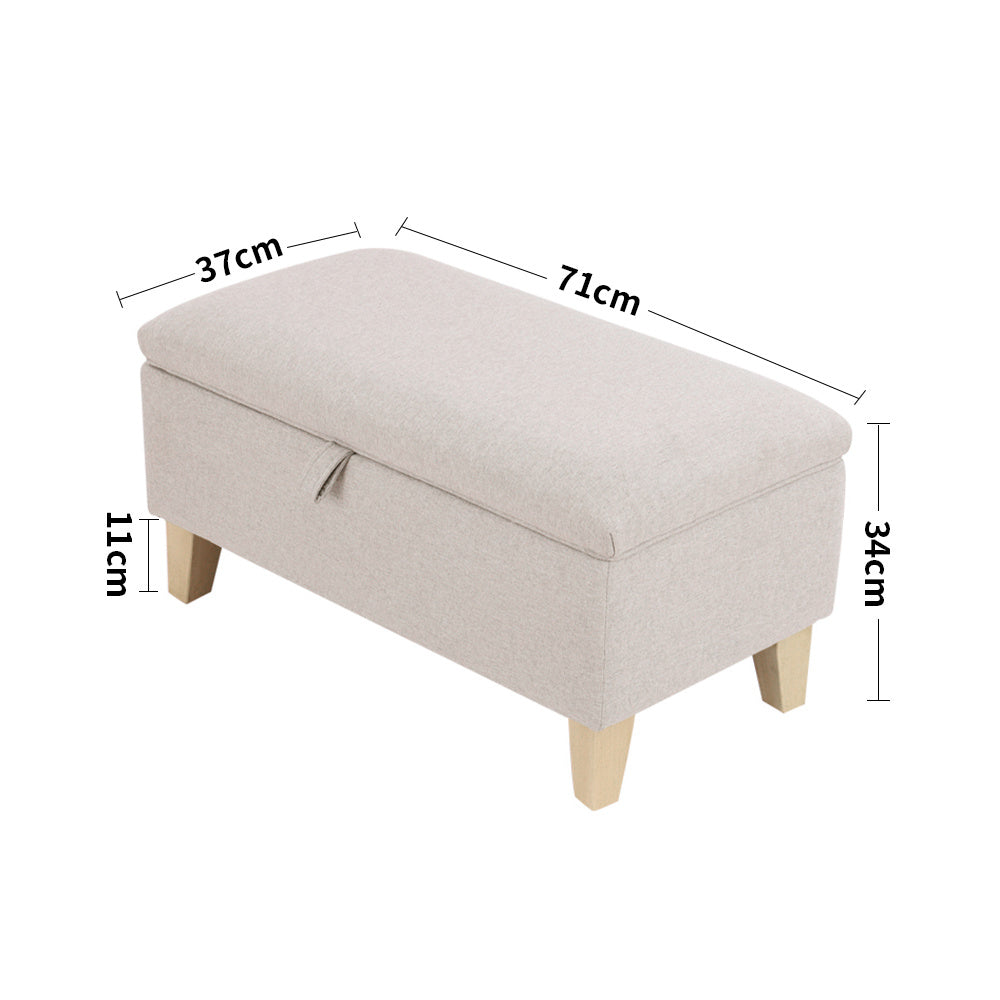 Linen Padded Storage Stool Ottoman Storage Box Footstool Living Room Bedroom Hallway Shoe Stool Footrest