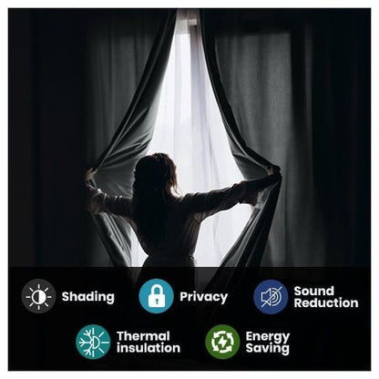 2pcs Full Blackout Eyelet Curtains – Thermal Insulated & Soundproof Drapes, Energy-Saving, Noise Reducing, perfect for Bedroom, Living Room & Home Decoration, Includes Matching Ties