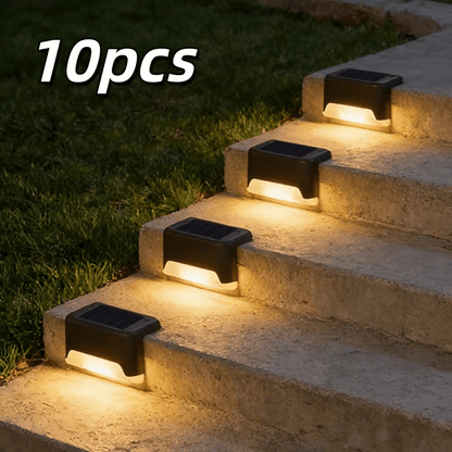 10pcs Set of Solar Outdoor Garden Lights, Home Garden Layout Staircase Deck Lights, Hallway Wall Lights, Railing Decorative Lights, Holiday Decorative Atmosphere Lights, IP44