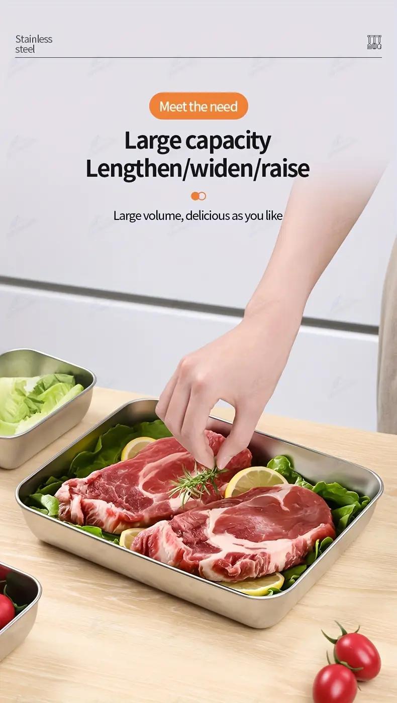 3/5/6 pcs Stainless Steel Food Storage Containers, Stackable with Sealed Lids, Flip Top, Square Shape, for Salad, Fruit, Food Storage, Kitchen Organization, Refrigerator Freshness, Freezer Safe, Multi-purpose Meal Prep