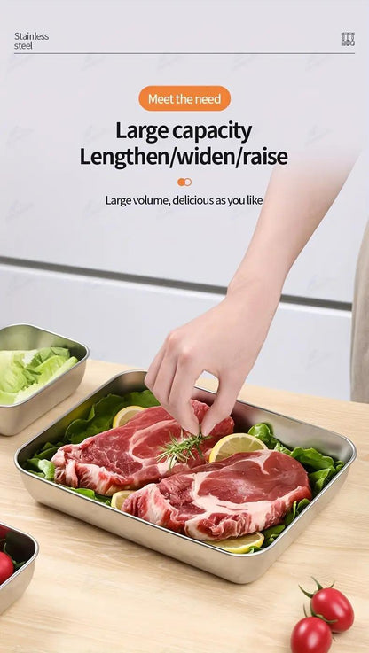 3/5/6 pcs Stainless Steel Food Storage Containers, Stackable with Sealed Lids, Flip Top, Square Shape, for Salad, Fruit, Food Storage, Kitchen Organization, Refrigerator Freshness, Freezer Safe, Multi-purpose Meal Prep