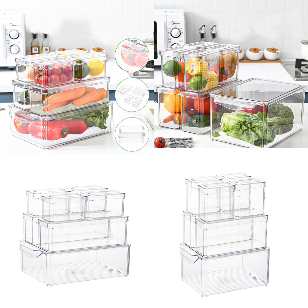 7/10-Pack Clear Stackable Refrigerator Organizer Bins - Multi-Purpose Food Storage Containers for Fridge, Freezer, Pantry - Ideal for Fruits, Vegetables, Meat - Durable PET, Easy to Clean, Fridge Storage Boxes and Containers