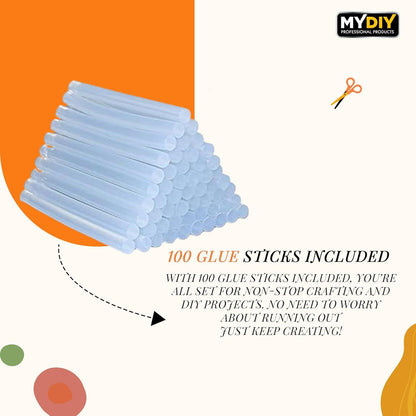 My DIY Mini Hot Glue Gun – Pack of 1 (100PCS) & Pack of 2 (200PCS) 7mm Glue Sticks for Crafting and Repairs, 10W Fast Heating Glue Gun with Built-in Safety Stand and Anti-Drip Nozzle
