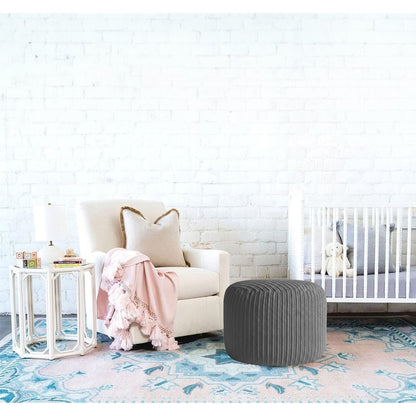 Jumbo Cord Footstool Pouffe, Round Shape Corduroy Bean Bag Ottoman Footrest for Lounge & Bedroom, Durable & Stylish Ergonomic Design
