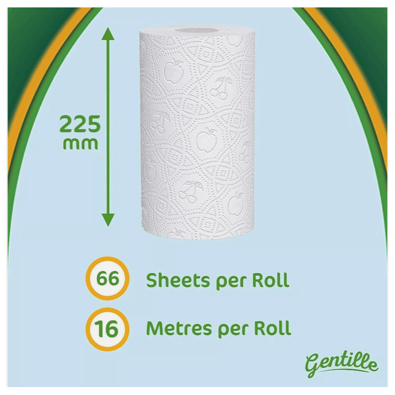 Gentille Giant 3 Ply Thickness Paper Towel | Extra Strong, Absorbent, Tough, Durable Kitchen Roll | Multipurpose Bulk Pack (18)