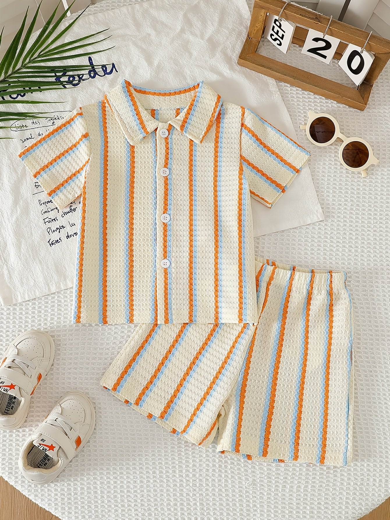 Boys' Waffle-Knit Shirt and Shorts Set - included contents 16