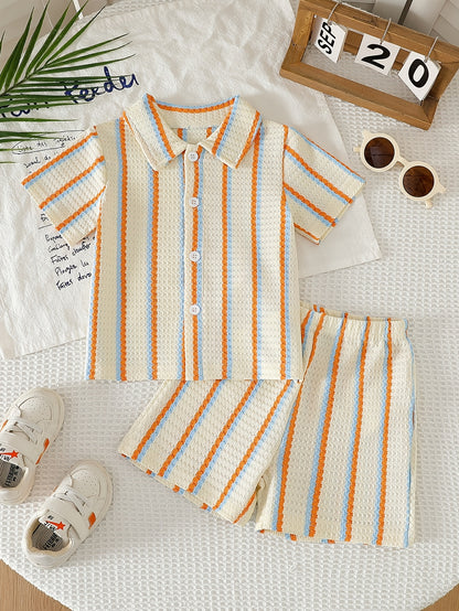 Boys' Waffle-Knit Shirt and Shorts Set - included contents 16