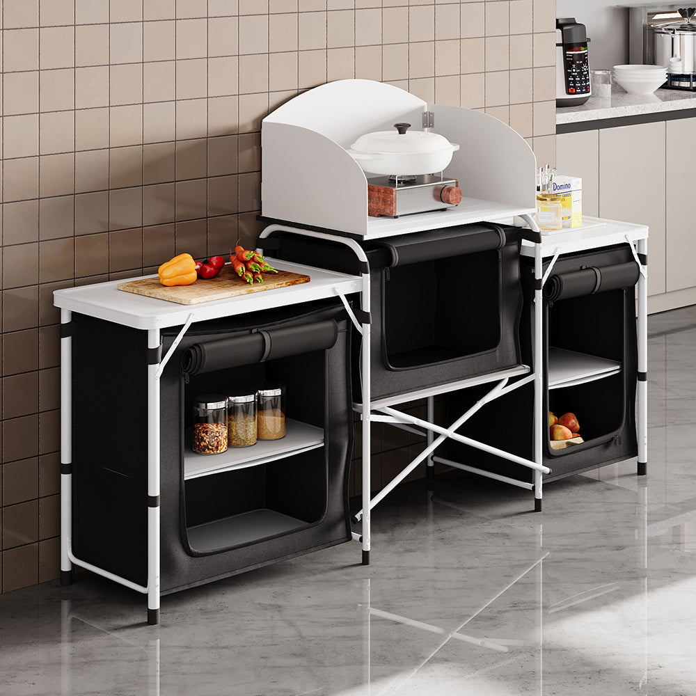Camping Folding Locker Portable Design Folding Storage Unit Fabric Dark Gray Durable 600D Handbag Material, Suitable for Courtyard Camping Kitchen 165*52*104cm