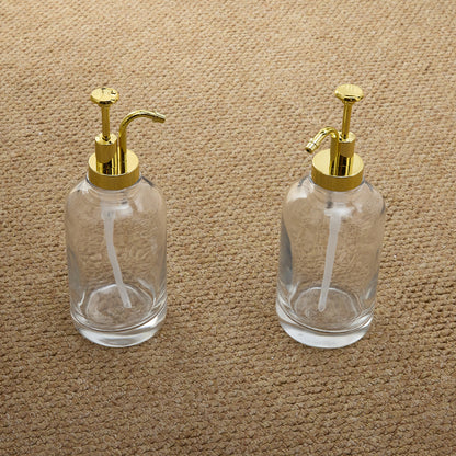 2 Pack Coffee Syrup Pump 500ml Coffee Station Coffee Syrup Dispenser Glass Honey Pot Honey Jar Shampoo and Conditioner Dispenser, Black/ Gold