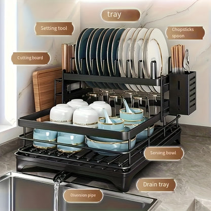 Two-Tier Multifunctional Dish Rack for Storing Bowls And Plates
