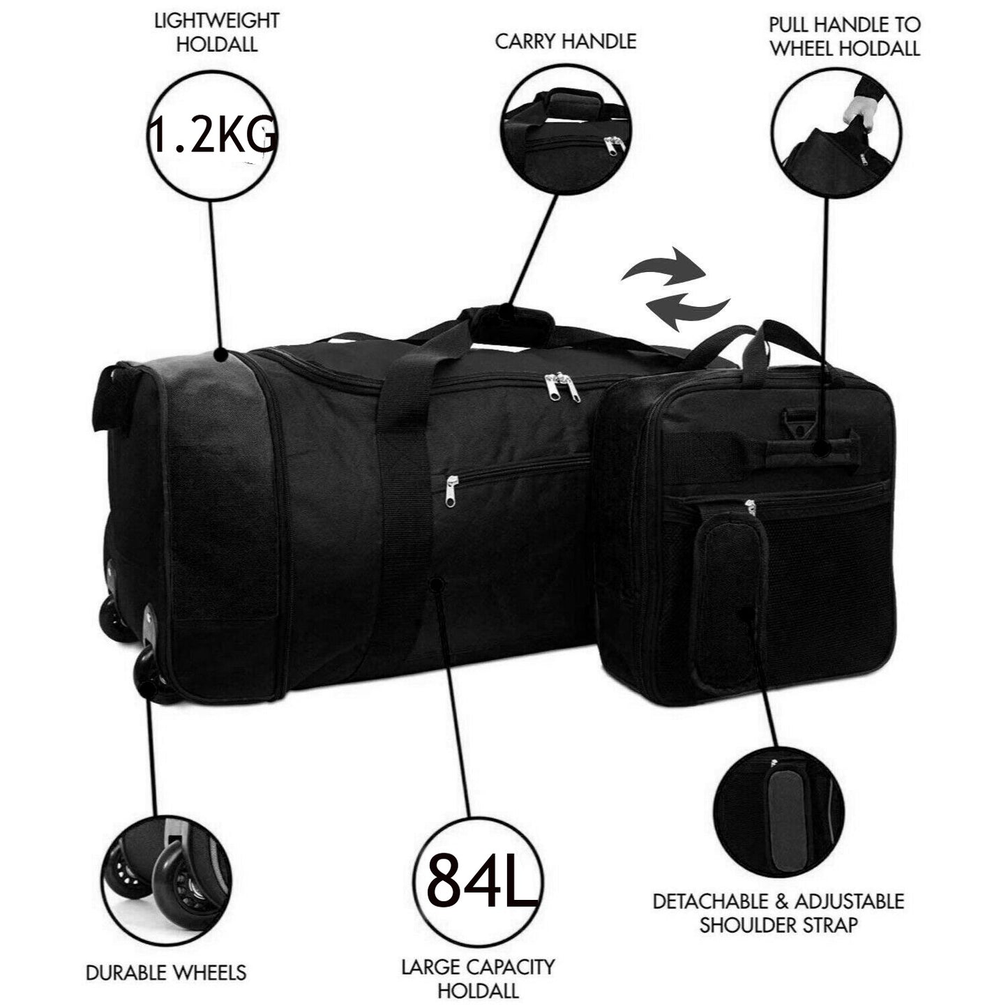 Zahrab 32" Holdall with Wheels – Foldable Wheeled Holdall – Bag with Wheels - Lightweight - Luggage/Suitcase – Extra Large - Wheeled Travel Bag - Weekender Bags – Duffle Bags