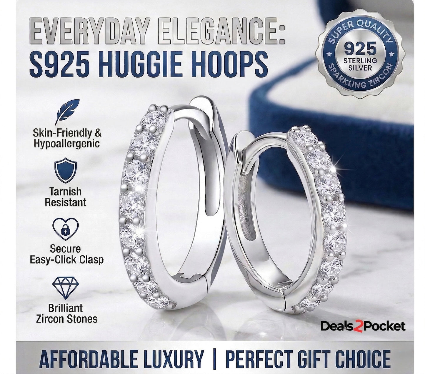 1 Pair S925 Sterling Silver Huggie Hoop Earrings For Women, Sparkling Zircon Small Hoops, 15mm Minimalist Hypoallergenic Jewelry, Everyday Elegance, Perfect Birthday/Anniversary Gift For Her