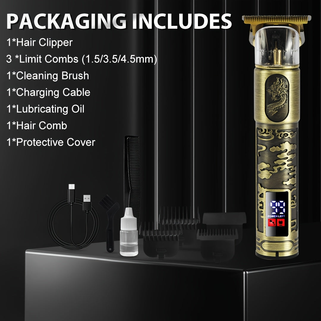 Hair Clippers for Men, Professional Hair Trimmer Barber Cordless Zero Gapped Hair Clippers with LCD Display, Mens Gifts Beard Trimmer T Liners Shavers Edgers Clipper for Hair Cutting - Golden, Valentine's Day, Gift for Men