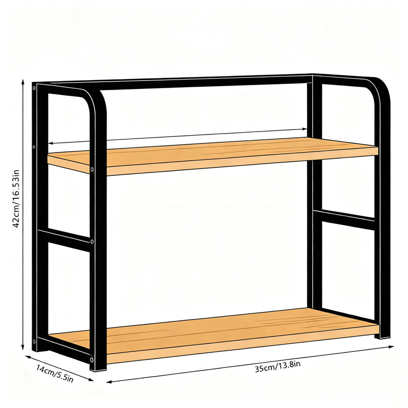 2 Tier Coffee Bar Organizer Countertop Station Rack for Kitchen, Spice Rack, Multi- functional Mug Holder Display Stand, Accessory Storage Shelf with Hooks, Black