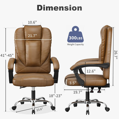 GartistGo Executive Ergonomic Office Desk Chair, PU Leather Inflatable Backrest Computer Recliner, Heavy Duty Office Chairs with Tilt Function, High Back Swivel Chair-Black Chairs