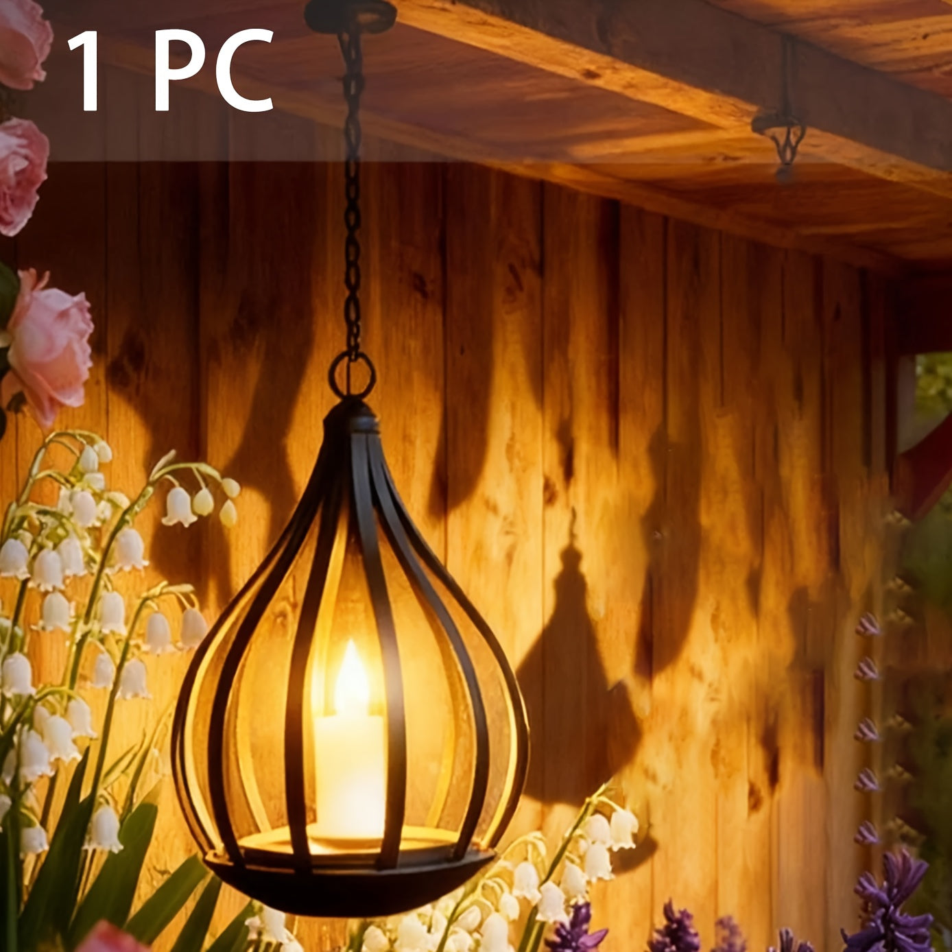2-in-1 Solar Outdoor Pendant Light, Lawn Light, Teardrop Shape, Candle Effect Lamp with Light Post, Suitable for Gardens, Courtyards, Lawns, Decks, Parasols, Tents, Trees, Patios, Pathways, Driveways, Garden - Warm White Solar Lantern