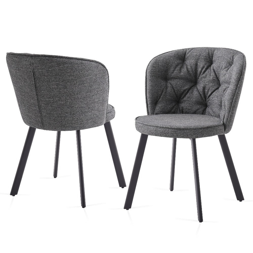 Fabric Dining Chairs Set of 2 or 4 – Upholstered High Back with Padded Seat & Black Metal Legs, Comfortable Kitchen & Dining Room Chairs for Lounge or Bedroom