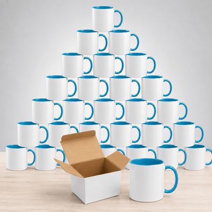 11oz Sublimation Ceramic Mugs with Glossy Finish, Heat Press Ready Coffee Cups for DIY Printing, Multicolor Bulk Pack Options Available in 6, 12, 24, 36, 48, 72 and 144 Pack