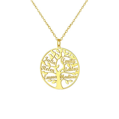 [Custom Tree of Life] 304L Stainless Steel Custom Tree of Life Necklace | Engraved with 1-8 Names | Family Name Jewelry Gift for Wives, Mothers, Grandmothers