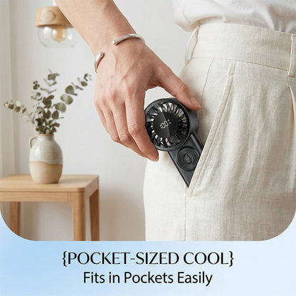 3600mAh Portable Handheld Fan, High Speed Turbo Cooling Pocket Fan, Rechargeable Personal Mini Fan, Up to 30Hrs Working Time, Lightweight Fan for Travel Outdoor Indoor, Black