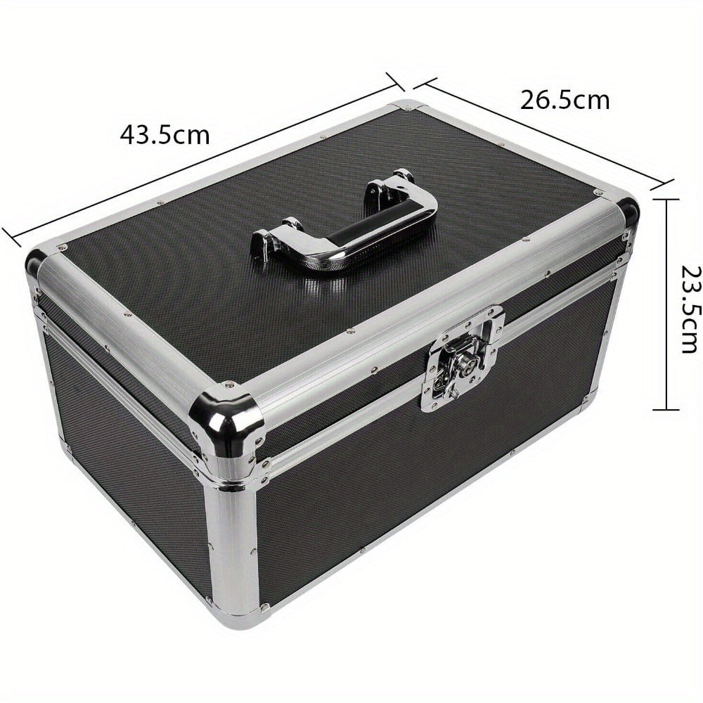 7" LP Vinyl Record Storage Box - Aluminum Flight Case with Lockable Design, Portable DJ Carry Case for 200 Vinyl Record Albums