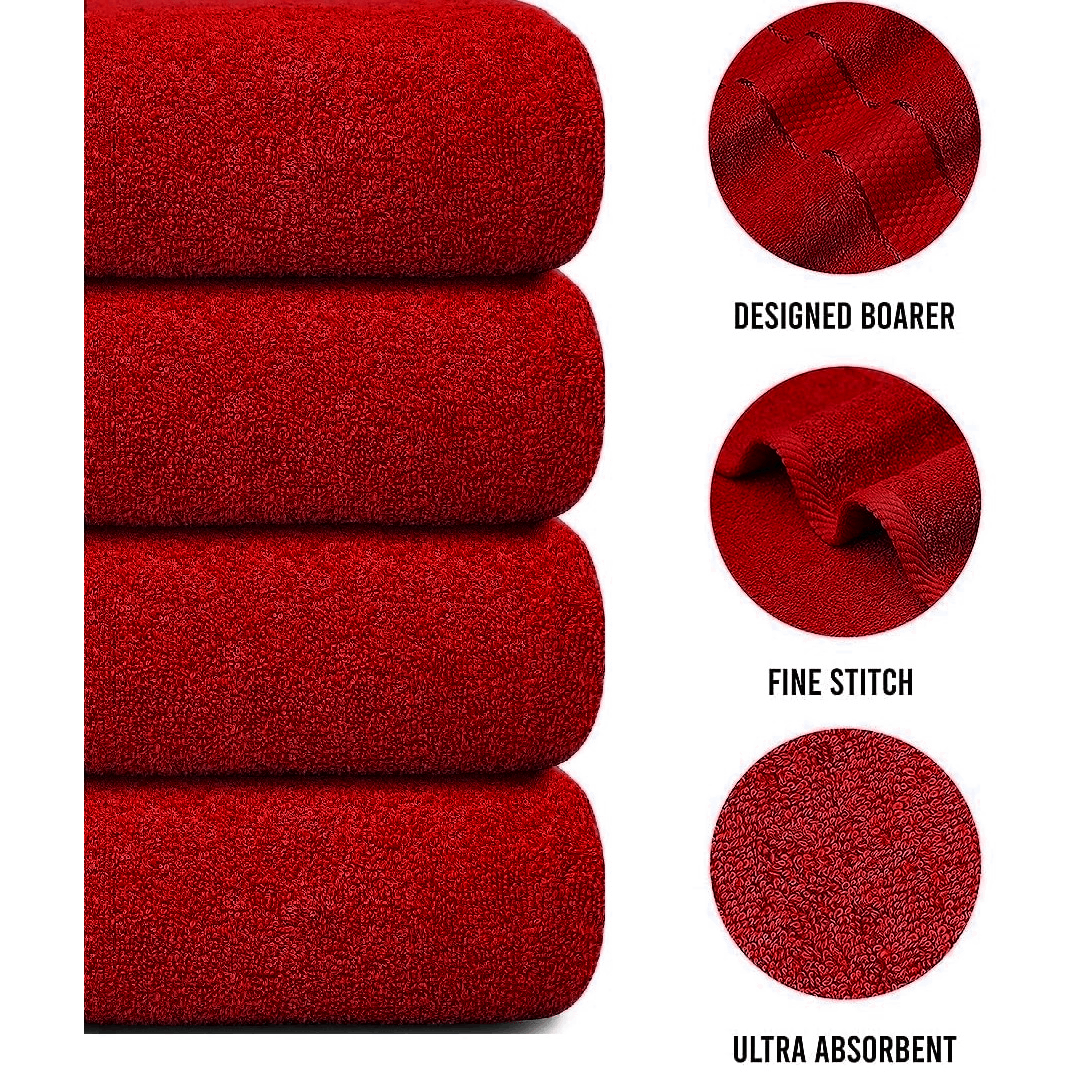 4 X Large Jumbo Bath Towels 100% Egyptian Cotton -75 x 150 cm- Soft Quick Dry Hotel Spa Big Bathroom Towels Set