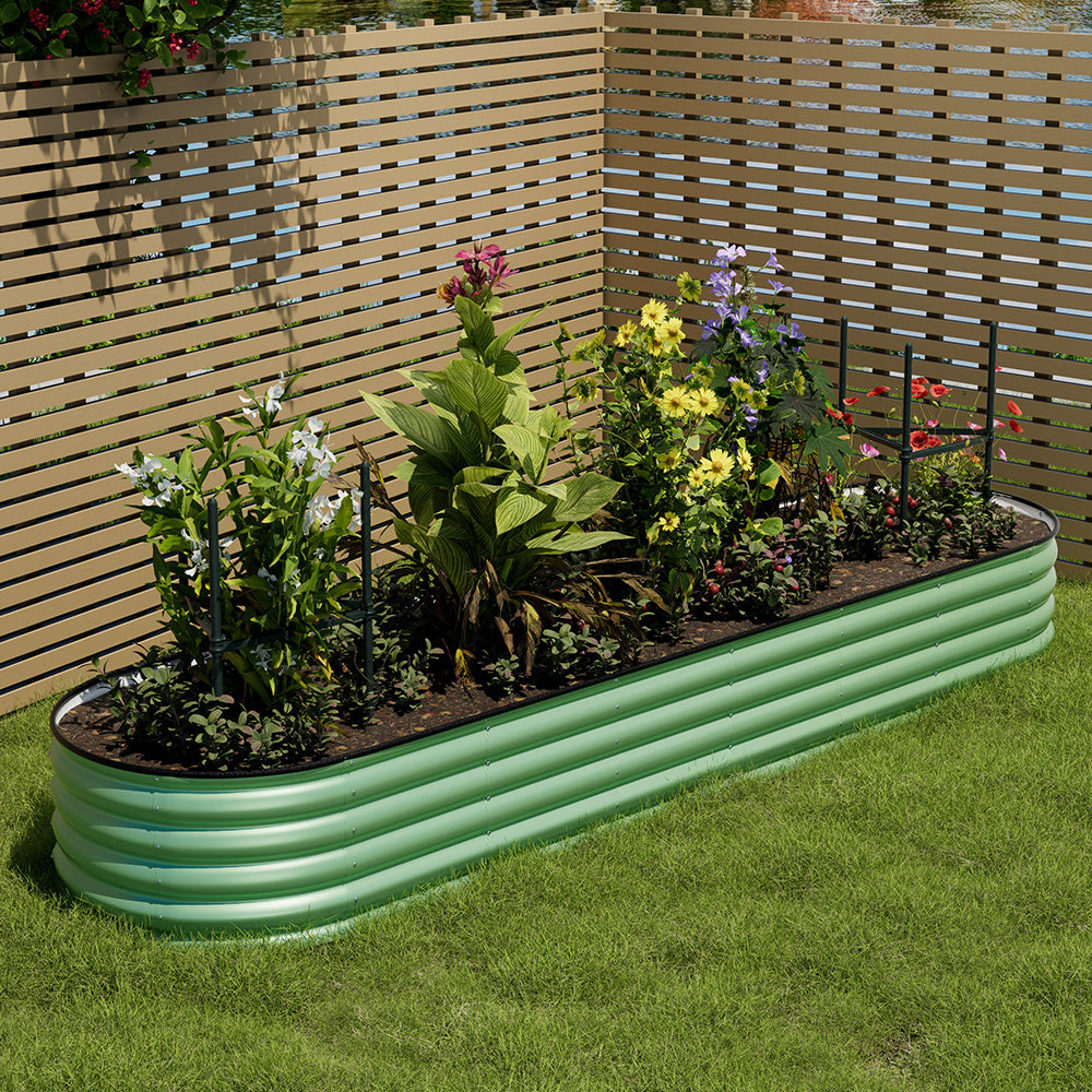 Metal Raised Garden Bed with Climbing Frame – Extra Large Oval Planter Box for Vegetables, Flowers & Herbs | Bottomless Outdoor Garden Bed 160/240/320cm
