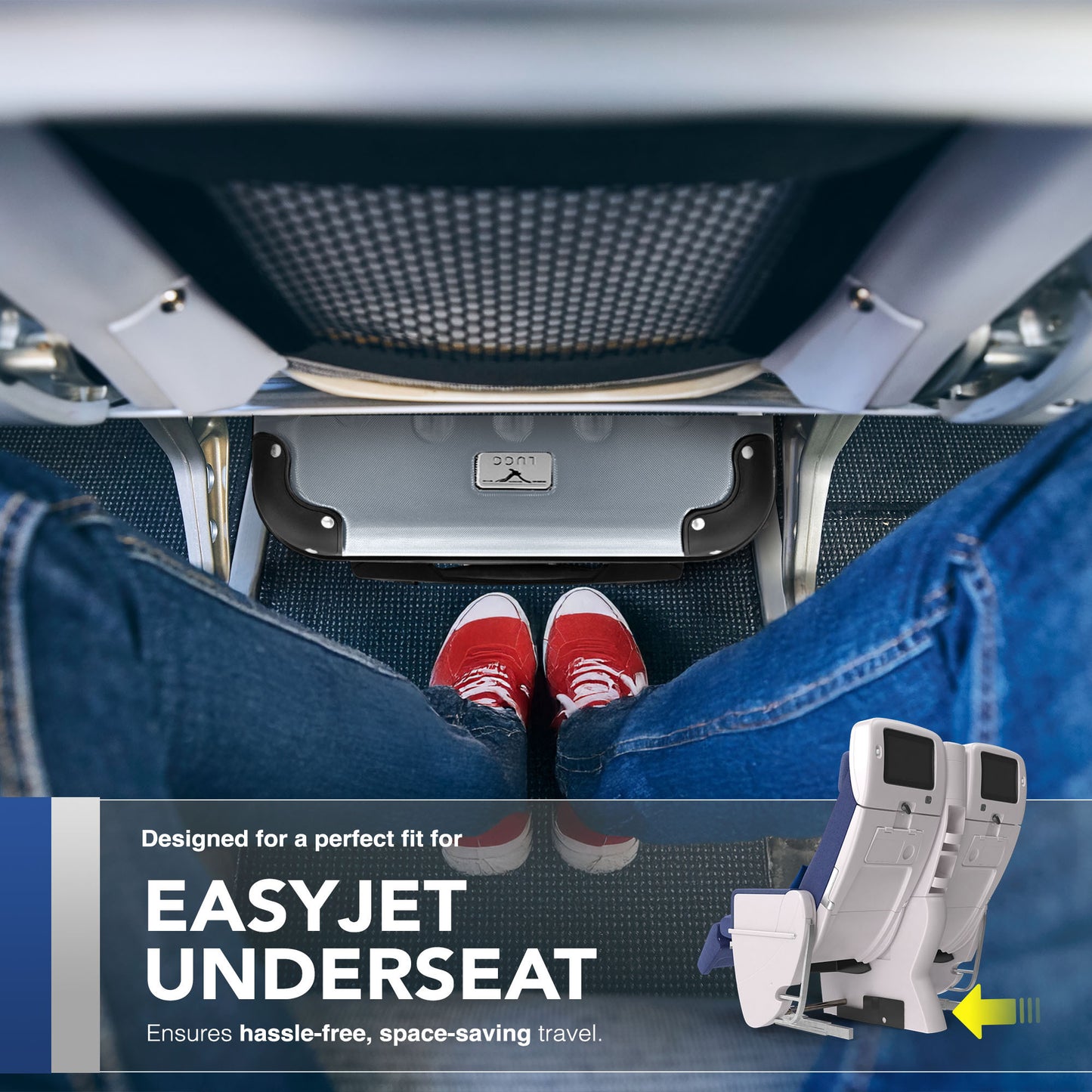 LUGG Skywander 15 Inch (45x34x20cm) Lightweight Underseat Cabin Bag EasyJet Approved Carry-On Suitcase, Durable ABS Hard Shell, Smooth Double Spinner Wheels, Water Resistant & Compact Travel Luggage (45x34x20cm)