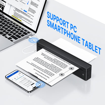 A10A Inkless Portable Printer, Wireless Thermal Printer for Travel, Wireless Mobile Printer for Phones And Laptops, Compatible with 8.5'' X 11'' US Letter And A4 Thermal Paper, Compact Printer for Office, Home, And School