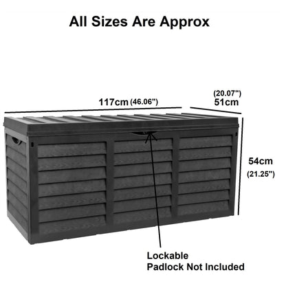 Black 320L Plastic Storage Box Garden Outdoor Shed Utility Cushion Chest Truck