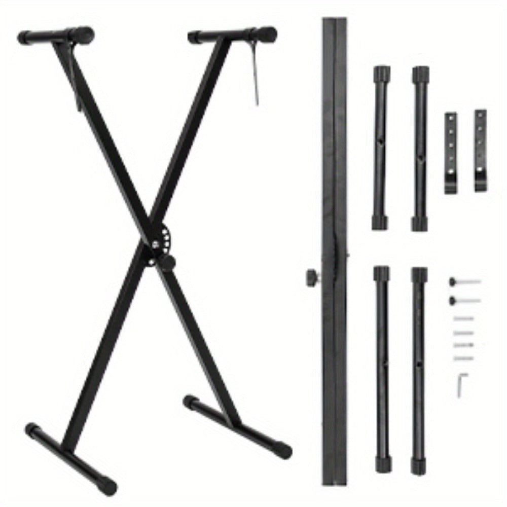 33-97cm Keyboard Stand with Locking Strap Adjustable X Frame Music Piano Keyboard Stand Portable Single Braced Electric Piano Stand with 7 Adjustable Height Positions Holds up to 20kg