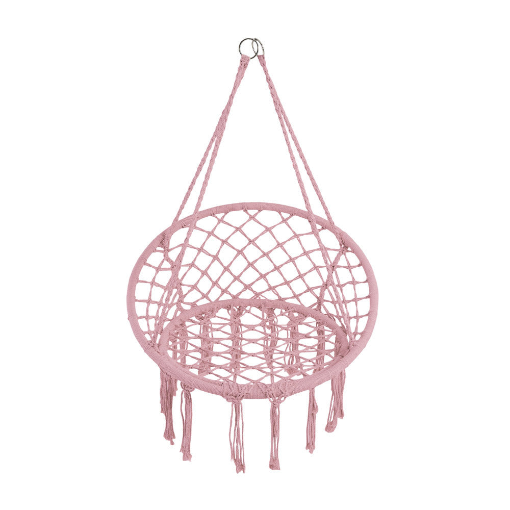 Balcony Rocking Chair, Courtyard Woven Hanging Basket, Hanging Cotton Rope Iron Ring Hanging Chair, Suitable for Indoor, Outdoor, Home, Balcony, Courtyard, Garden, Maximum Load Capacity: 200kg, Material: Iron Ring, Cotton Rope (No Include Cushion)