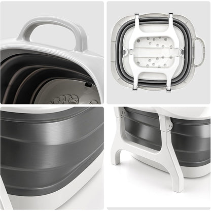 Foldable Foot Soak Tub with Textured Bottom, Portable Foot Washing Basin for Home Use and Travel