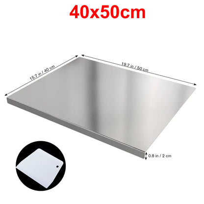 1PC 50*40cm/70*58cm Stainless Steel Chopping Board, Double-Sided Food Grade Stainless Steel, Smooth & Durable for Kitchen & Catering