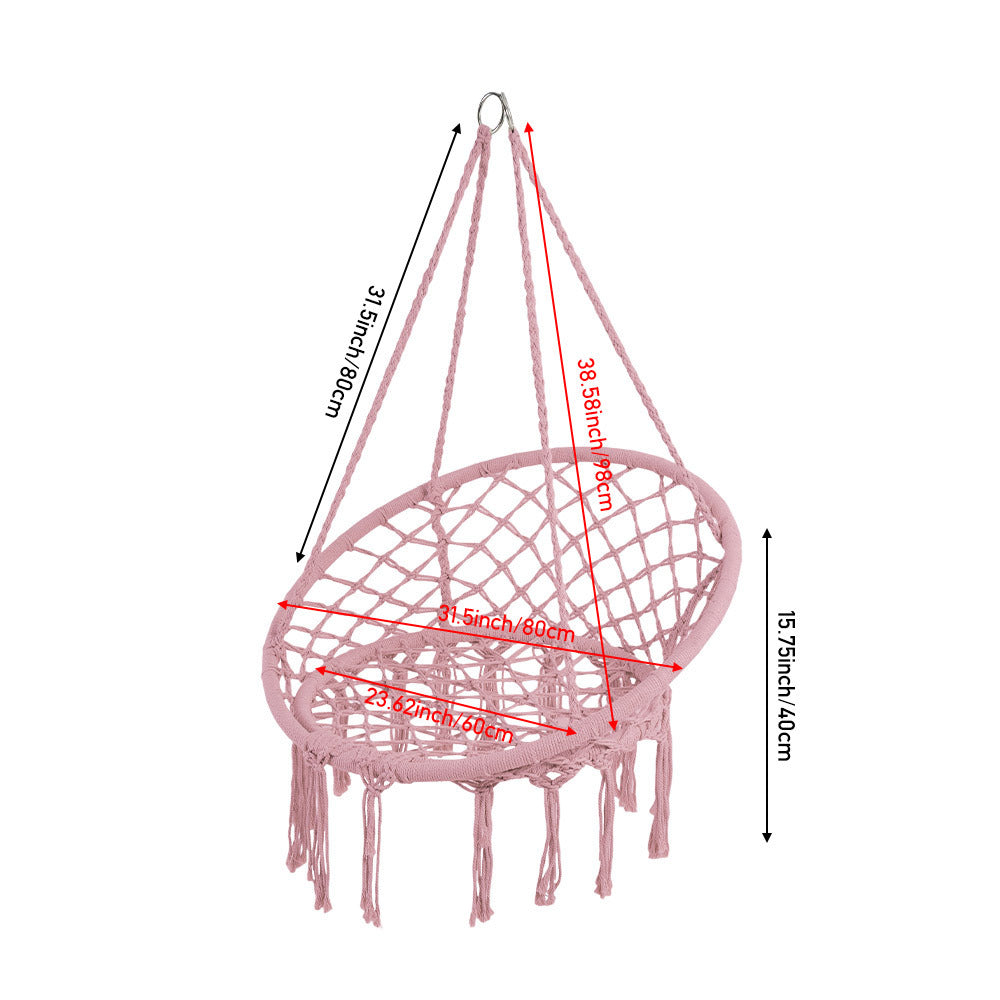 Balcony Rocking Chair, Courtyard Woven Hanging Basket, Hanging Cotton Rope Iron Ring Hanging Chair, Suitable for Indoor, Outdoor, Home, Balcony, Courtyard, Garden, Maximum Load Capacity: 200kg, Material: Iron Ring, Cotton Rope (No Include Cushion)