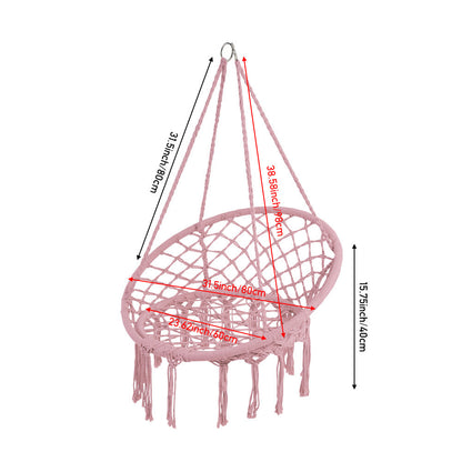 Balcony Rocking Chair, Courtyard Woven Hanging Basket, Hanging Cotton Rope Iron Ring Hanging Chair, Suitable for Indoor, Outdoor, Home, Balcony, Courtyard, Garden, Maximum Load Capacity: 200kg, Material: Iron Ring, Cotton Rope (No Include Cushion)