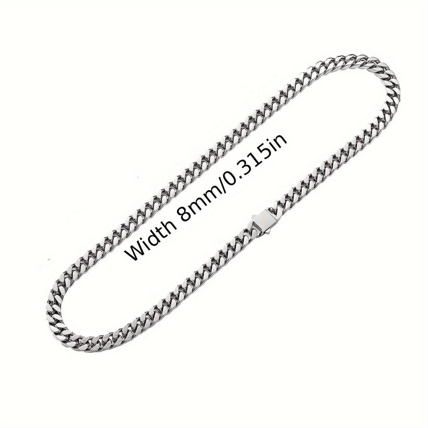 Hip Hop Non-Fading Glossy Stainless Steel Necklace Four Sides Grinding 8.10.12Mm Cuban Chain European And American Rap Men'S Accessory Necklace