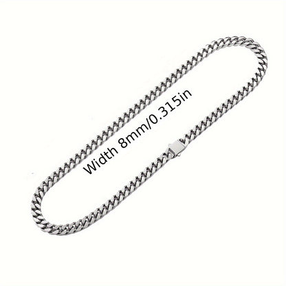 Hip Hop Non-Fading Glossy Stainless Steel Necklace Four Sides Grinding 8.10.12Mm Cuban Chain European And American Rap Men'S Accessory Necklace