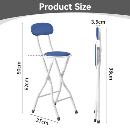 Set of 1 Folding Bar Stool, Breakfast Barstool Kitchen Restaurant Seating, Faux Leather Foldable Chair with Metal Frame, Padded High Chair