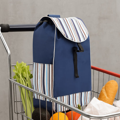 Shopping Trolley Replacement Bag Blue – Foldable Lightweight Bag with Sturdy Handles & Side Pockets for Grocery Shopping, Supermarket, Travel & Errands, 33x20x57cm (Bag Only)