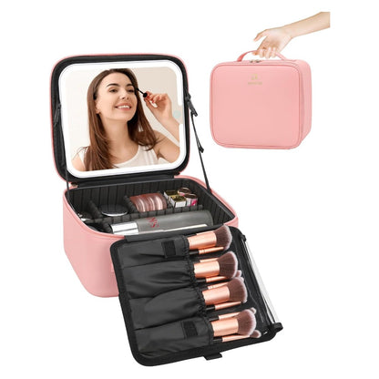 Adjustable Travel Makeup Organizer Bag - Compact Toiletry Case with Dividers for Brushes, Jewelry & Cosmetic Essentials