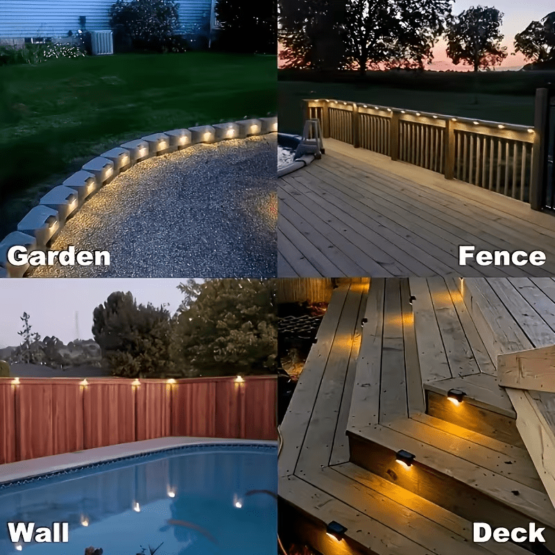 10pcs Set of Solar Outdoor Garden Lights, Home Garden Layout Staircase Deck Lights, Hallway Wall Lights, Railing Decorative Lights, Holiday Decorative Atmosphere Lights, IP44